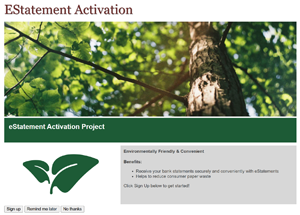 eStatement sign-up banner in Online Banking